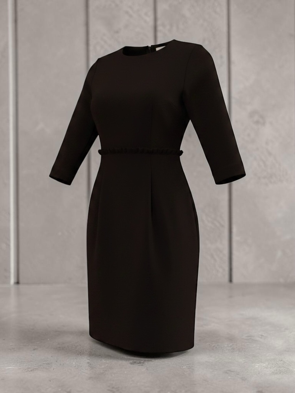 J. Crew Black Midi Dress with Three-Quarter Sleeves
